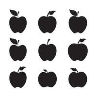 un negro silueta manzana conjunto vector