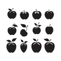 un negro silueta manzana conjunto vector