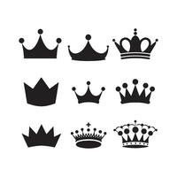 A black silhouette Crown set vector