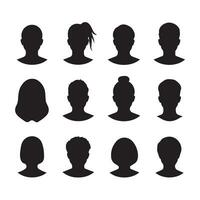 A black silhouette Face set vector