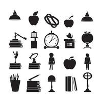 A black silhouette Education symbol set vector