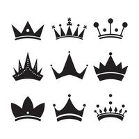 A black silhouette Crown set vector