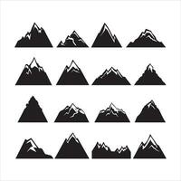 A black silhouette Mountain symbol set vector