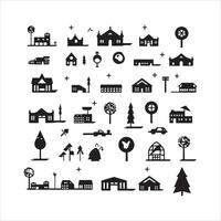 A black silhouette Location symbol set vector