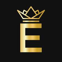 Letter E Crown Logo. Crown Logo for Beauty, Fashion, Star, Elegant, Luxury Sign vector