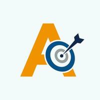 Letter A Arrow Target Logo Combine with Bow Target Symbol vector