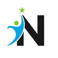 Letter N Bio Logo, Health Care Symbol, Healthy Logotype, Care Sign vector