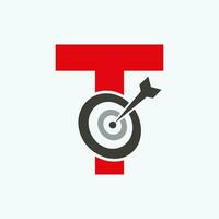 Letter T Arrow Target Logo Combine with Bow Target Symbol vector