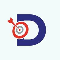 Letter D Arrow Target Logo Combine with Bow Target Symbol vector