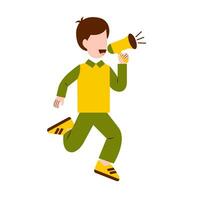 Character Of Boy Holding Megaphone vector