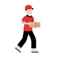 Delivery Man Character Holding Package vector