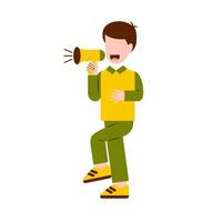 Character Of Boy Holding Megaphone vector