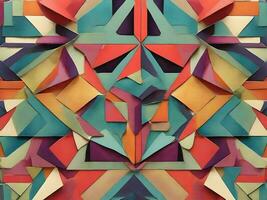 AI generated colorful geometric pattern tile illustration photo