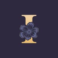 Floral alphabet I Logo with Flower. Initial Letter I Logo Template vector