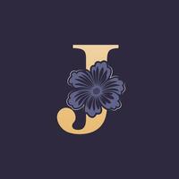 Floral alphabet J Logo with Flower. Initial Letter J Logo Template vector