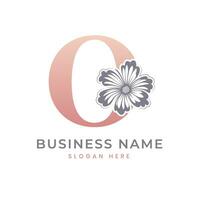 O Letter Logo with Flower. Floral O Logo Feminine Luxury Logo Design vector