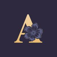 Floral alphabet A Logo with Flower. Initial Letter A Logo Template vector