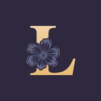 Floral alphabet L Logo with Flower. Initial Letter L Logo Template vector