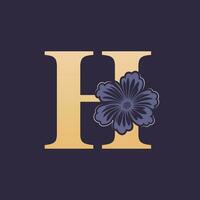 floral alfabeto h logo con flor. inicial letra h logo modelo vector