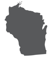 Wisconsin state map. Map of the U.S. state of Wisconsin. png