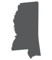 Mississippi state map. Map of the U.S. state of Mississippi. png