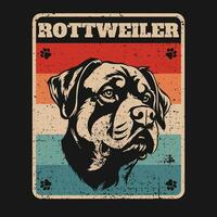 Rottweiler perro retro Clásico camiseta diseño vector