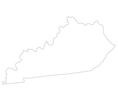 Kentucky state map. Map of the U.S. state of Kentucky. png