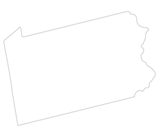 Pennsylvania state map. Map of the U.S. state of Pennsylvania. png