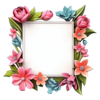 AI generated Flower frame isolated on transparent background png