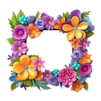 AI generated Flower frame isolated on transparent background png