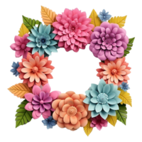 AI generated Flower frame isolated on transparent background png