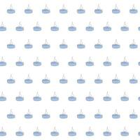 Seamless pattern of blue burning scented candles on a white background. Continuous one line drawing. Ideal for print, textile, wrapping paper, postcard, aromatherapy, relaxation design, background vector