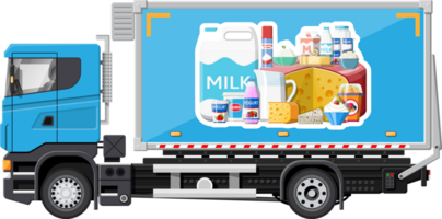 Truck car full of milk products png