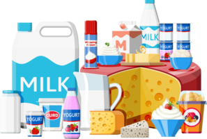 Dairy products set. Collection of milk food. png