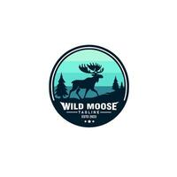 moose in the forest logo design vector template illustration