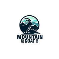 mountain goat silhouette style logo design vector template