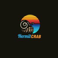 hermit crab full color logo design vector template illustration