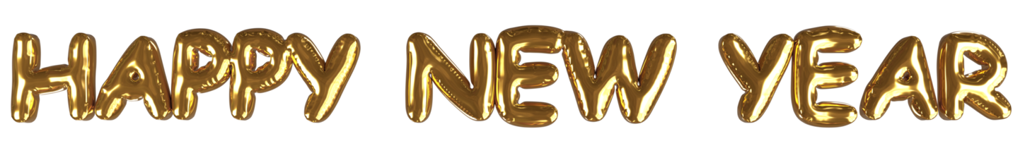 Happy New Year. Golden balloon letters on the background. For designing greeting card infographics, festivals celebrating the start of the new year. png