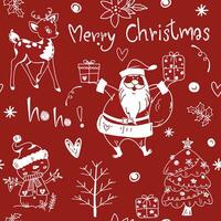 Cute cartoon red and white Christmas day seamless pattern vector