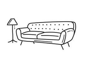 minimal sofa doodle with lamp vector