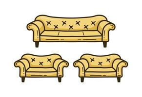 royal sofa colored doodle design vector