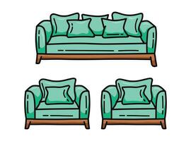 modern sofa colored doodle design vector