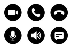 Video call ui icon screen template. Camera, handset, microphone, speaker, and message vector