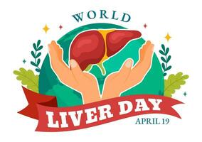 World Liver Day Vector Illustration on April 19th to Raise Global Awareness of Hepatitis and Healthy in Flat Cartoon Background Design