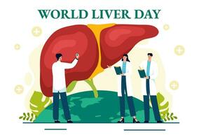 World Liver Day Vector Illustration on April 19th to Raise Global Awareness of Hepatitis and Healthy in Flat Cartoon Background Design