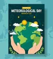 Meteorological Day Vertical Poster Flat Cartoon Hand Drawn Templates Background Illustration vector