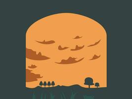 flat design beautiful natural scenery vector