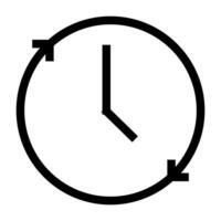 Clock line icon in flat style with arrows in circle and clock hand. Clock icon for time tracking at work. Use pixel perfect line icon on web site design, presentation, app, UI. Line art logotype vector