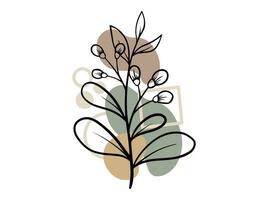 Botanical Line Art Abstract Flower Illustration vector