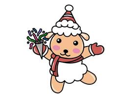 Merry Christmas with Sheep Cartoon Illustration vector